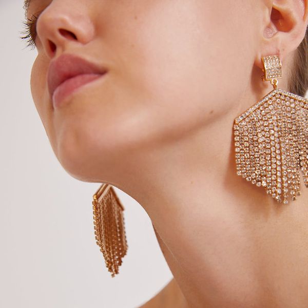 super glittering ins fashion luxury designer exaggerated full diamond rhinestone geometry tassel stud earrings for woman girls, Golden;silver
super glittering ins fashion luxury designer exaggerated full diamond rhinestone geometry tassel stud earrings for woman girls, Golden;silver