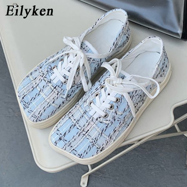 eilyken 2020 spring autumn new mixed color gingham canvas low-flat bottom casual solid square head lace-up women shoes, Black
eilyken 2020 spring autumn new mixed color gingham canvas low-flat bottom casual solid square head lace-up women shoes, Black