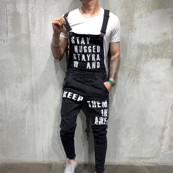 men jeans jumpsuit autumn winter fashion trousers plus size letters printing bib skinny slim fit male clothing, Blue
men jeans jumpsuit autumn winter fashion trousers plus size letters printing bib skinny slim fit male clothing, Blue