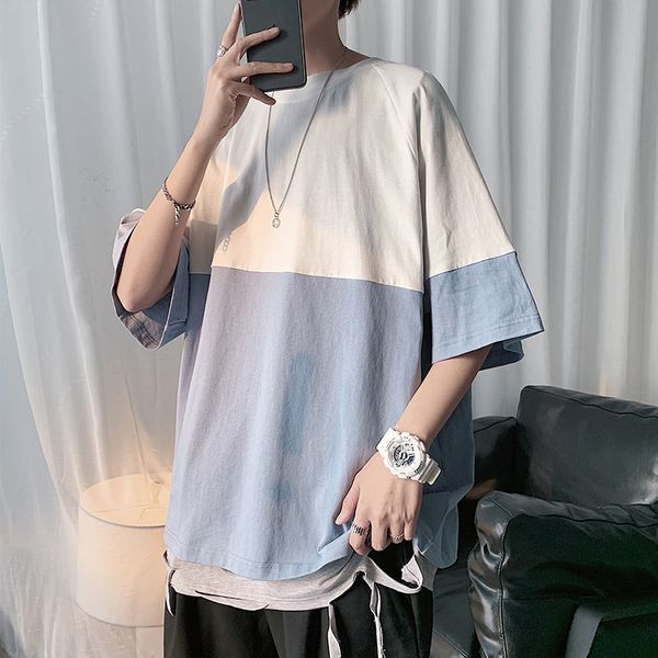 2020 summer new youth popular loose contrast color five-point sleeves t-shirt fashion casual round neck pullover s-5xl, White;black
2020 summer new youth popular loose contrast color five-point sleeves t-shirt fashion casual round neck pullover s-5xl, White;black