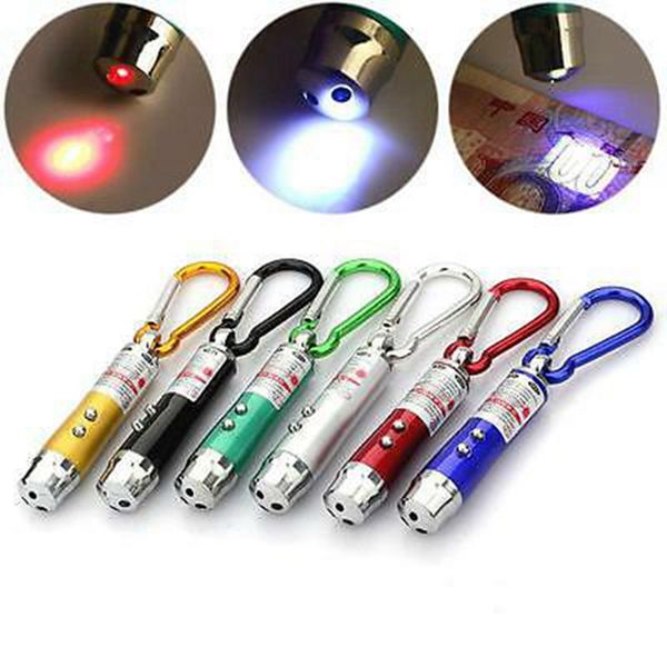 3 In 1 Multifunction Mini Laser Light Pointer Uv Led Torch Flashlight Keychain Pen Key Chain Flashlights Zza994