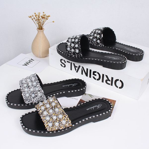 2019 fashion women slippers summer beach pearl ladies slippers flip flops for women crystal bling woman home indoor female shoes, Black
2019 fashion women slippers summer beach pearl ladies slippers flip flops for women crystal bling woman home indoor female shoes, Black