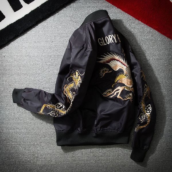 bomber jacket dragon eagle embroidery men's jacket stand collar fashion outwear autumn men coat bomb baseball jackets, Black;brown
bomber jacket dragon eagle embroidery men's jacket stand collar fashion outwear autumn men coat bomb baseball jackets, Black;brown