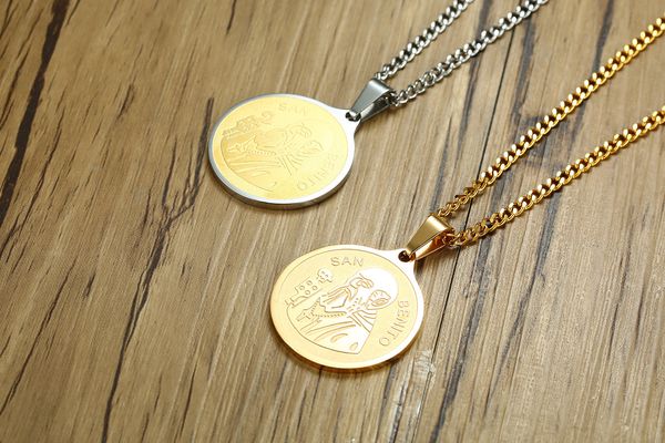 religion totem san benito jewelry retro 33mm gold color stainless steel st. benedict pendant necklace for men 24" long chain, Silver
religion totem san benito jewelry retro 33mm gold color stainless steel st. benedict pendant necklace for men 24" long chain, Silver