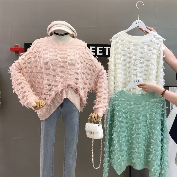 2019 summer new style thin openwork micro transparent bright silk loose long sleeve pullover sweater, White;black
2019 summer new style thin openwork micro transparent bright silk loose long sleeve pullover sweater, White;black