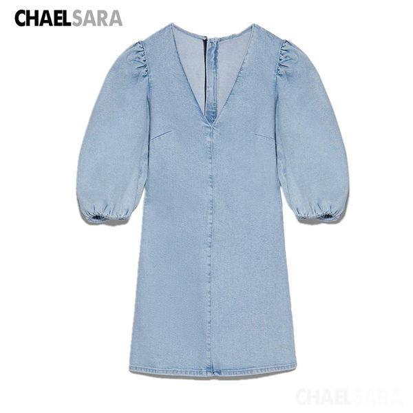 2020 new summer v-neck denim mini dress women elegant puff sleeve zipper casual ladys jeans dresses, White;black
2020 new summer v-neck denim mini dress women elegant puff sleeve zipper casual ladys jeans dresses, White;black