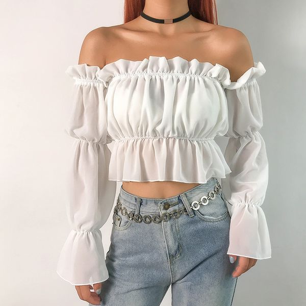 women's blouses & shirts white elegant off shoulder ruffle crop women summer linen puff sleeve chiffon loose sweet backless blusa
women's blouses & shirts white elegant off shoulder ruffle crop women summer linen puff sleeve chiffon loose sweet backless blusa