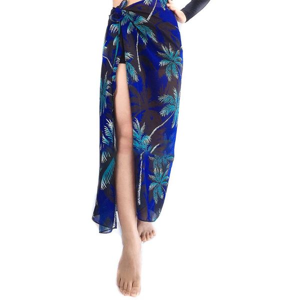 women summer chiffon beach cover up long sarong colorful tropical leaves coconut tree digital printed multi use swimsuit, Black
women summer chiffon beach cover up long sarong colorful tropical leaves coconut tree digital printed multi use swimsuit, Black
