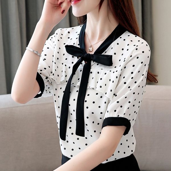 blouse women 2020 summer blouse shirt women ruffles dot chiffon short sleeve v-neck clothes shirts d123, White
blouse women 2020 summer blouse shirt women ruffles dot chiffon short sleeve v-neck clothes shirts d123, White