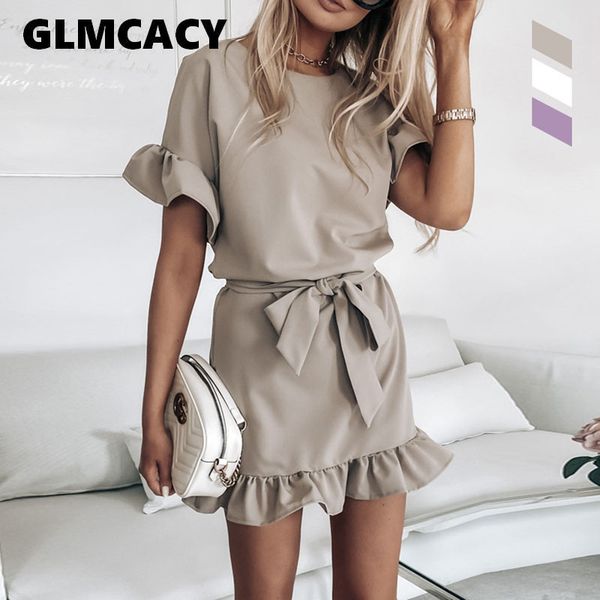casual dresses women short sleeve ruffles solid mini dress classy sweet summer belted evening party, Black;gray
casual dresses women short sleeve ruffles solid mini dress classy sweet summer belted evening party, Black;gray