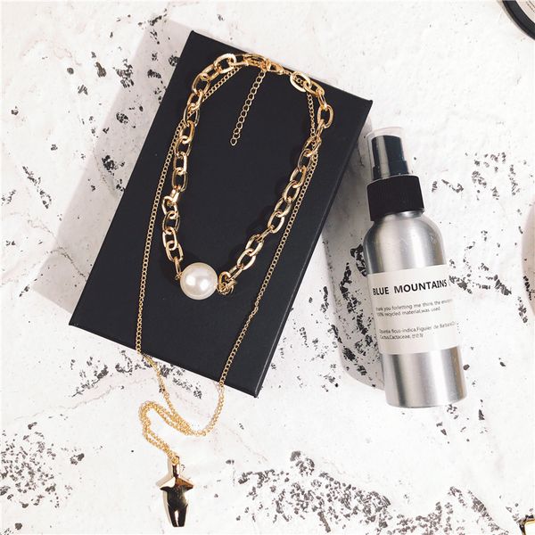 jcymong new fashion double layer gold color clavicle chain big simulated pearl chokers necklace for women bohemian jewelry 2019, Golden;silver
jcymong new fashion double layer gold color clavicle chain big simulated pearl chokers necklace for women bohemian jewelry 2019, Golden;silver
