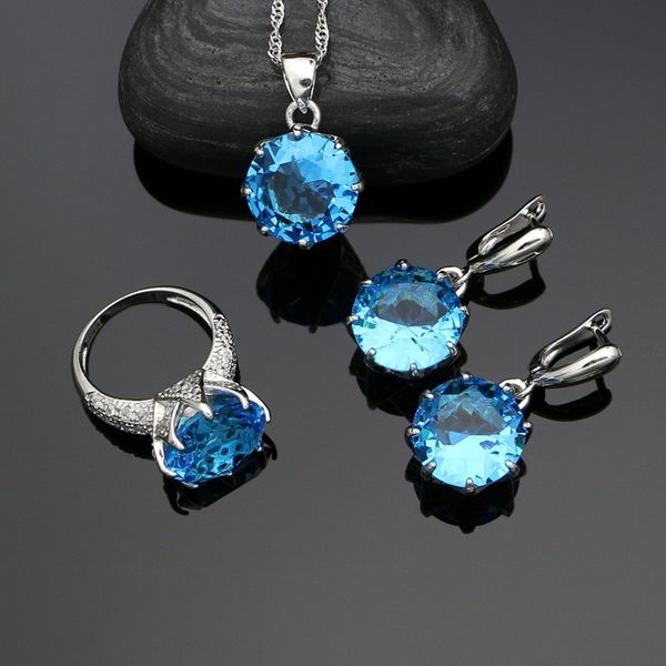 sky blue cubic zirconia 925 sterling silver jewelry sets for women wedding accessories earrings ring pendant necklace set, Slivery;golden
sky blue cubic zirconia 925 sterling silver jewelry sets for women wedding accessories earrings ring pendant necklace set, Slivery;golden