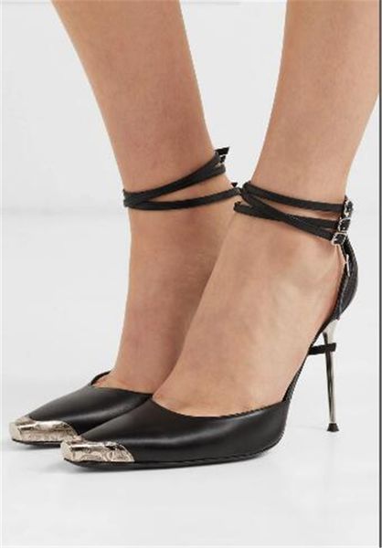 spring summer new black silver buckle straps high shoes stiletto heel pointed toe fashion iron toe lady full grain leather single shoes
spring summer new black silver buckle straps high shoes stiletto heel pointed toe fashion iron toe lady full grain leather single shoes