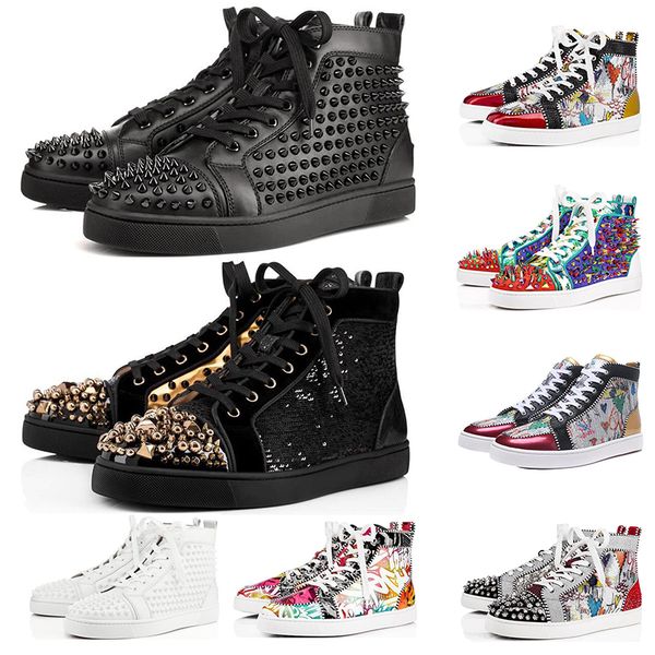 high-quality 2019 designer red bottoms shoes for men and women multicolor black flat bottom flash casual vintage spikes rivet sneaker
high-quality 2019 designer red bottoms shoes for men and women multicolor black flat bottom flash casual vintage spikes rivet sneaker