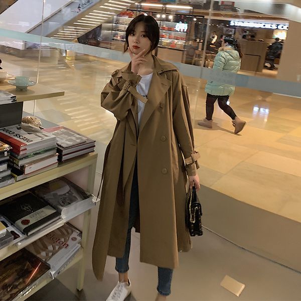 women's trench coats 2021 spring and autumn youth mid-length solid color thin section windbreaker fashion casual loose wild jacket coat, Tan;black
women's trench coats 2021 spring and autumn youth mid-length solid color thin section windbreaker fashion casual loose wild jacket coat, Tan;black