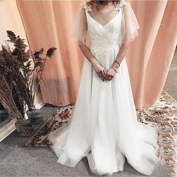 2020 a line boho свадебные платья короткие рукава кружева пляж свадебные платья тюль юбка спинки развертки поезд свадебное платье, White
2020 a line boho свадебные платья короткие рукава кружева пляж свадебные платья тюль юбка спинки развертки поезд свадебное платье, White