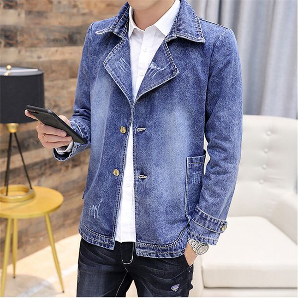 men's denim jacket 2019 autumn fashion new loose lapel suit coat spring large size single-breasted leisure men outerwear jia410, Black;brown
men's denim jacket 2019 autumn fashion new loose lapel suit coat spring large size single-breasted leisure men outerwear jia410, Black;brown