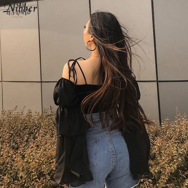 autumn fashion black see through crop women2020fall winter club party night petal sleeve lace up off shoulder tee shirt mujer, White
autumn fashion black see through crop women2020fall winter club party night petal sleeve lace up off shoulder tee shirt mujer, White