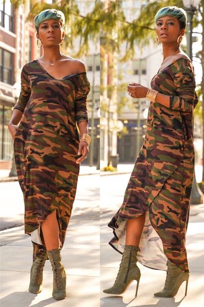 camouflage irregular summer womens dresses deep v neck long sleeve casual dresses loose fashion style maxi dresses, Black;gray
camouflage irregular summer womens dresses deep v neck long sleeve casual dresses loose fashion style maxi dresses, Black;gray