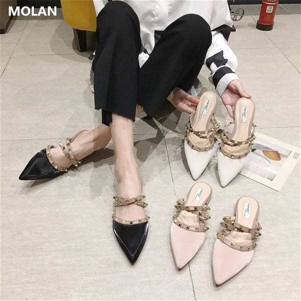 molan 2020 summer new fashion rivet narrwo band pointed toe flat slippers slip on loafers mules flip flops, Black
molan 2020 summer new fashion rivet narrwo band pointed toe flat slippers slip on loafers mules flip flops, Black