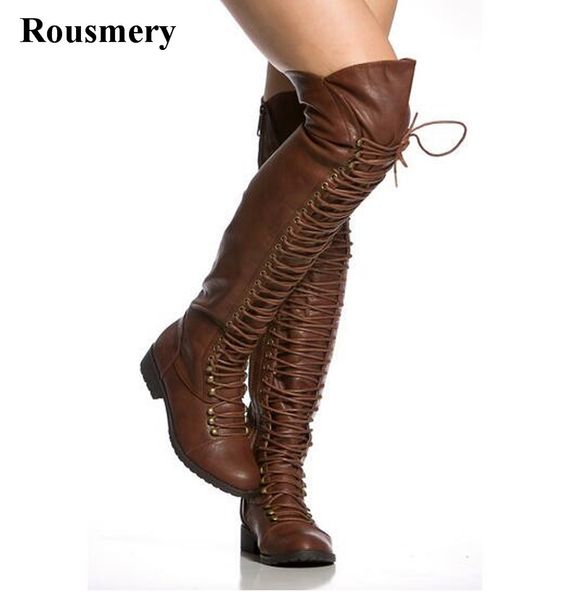 women winter new fashion lace-up leather over knee flat boots brown black zipper-up long knight boots warm
women winter new fashion lace-up leather over knee flat boots brown black zipper-up long knight boots warm
