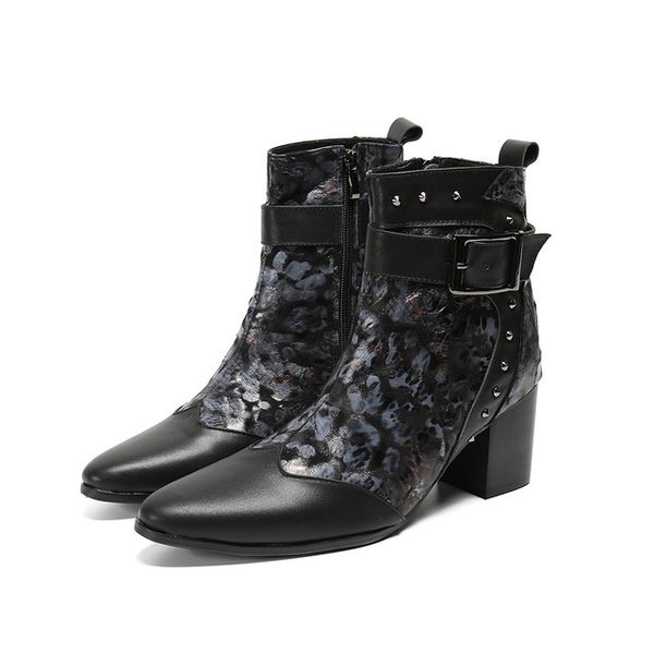 christia bella winter men dress boots rivets real leather high heel boots pointed toe short boots plus size formal party shoes, Black
christia bella winter men dress boots rivets real leather high heel boots pointed toe short boots plus size formal party shoes, Black