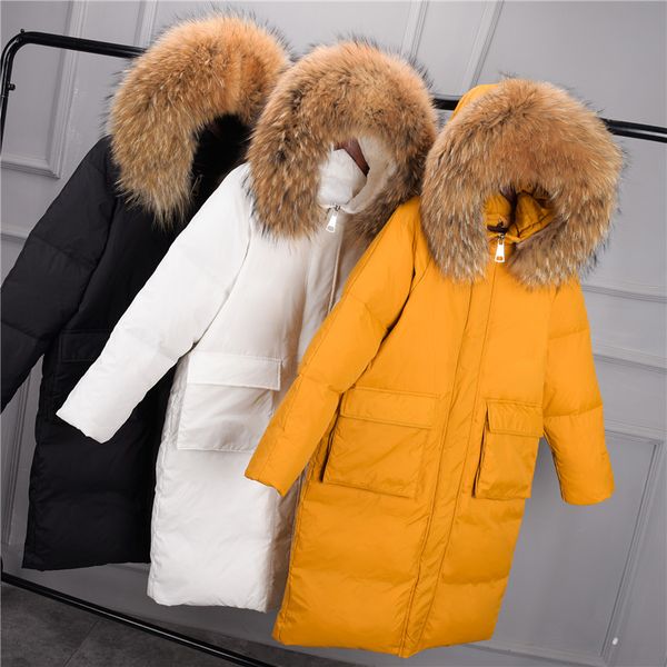 women white duck down jacket winter warm thick big real fur collar hooded long down parkas coat female oversize outwear sf1220, Black
women white duck down jacket winter warm thick big real fur collar hooded long down parkas coat female oversize outwear sf1220, Black