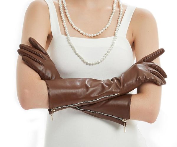 women 40cm(15.75") long side real open zipper style real sheep leather gloves, Blue;gray
women 40cm(15.75") long side real open zipper style real sheep leather gloves, Blue;gray