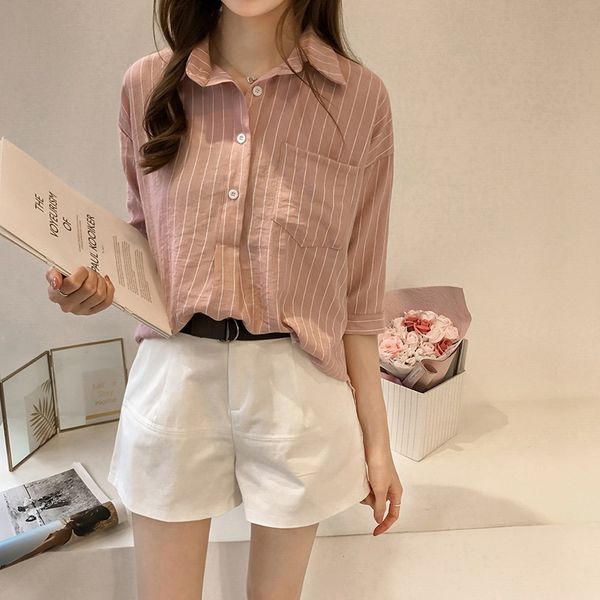 отложной воротник 3/4 рукава блузки корейские женские топы весна-лето полосатая рубашка женская одежда blusas mujer de moda 2019, White
отложной воротник 3/4 рукава блузки корейские женские топы весна-лето полосатая рубашка женская одежда blusas mujer de moda 2019, White