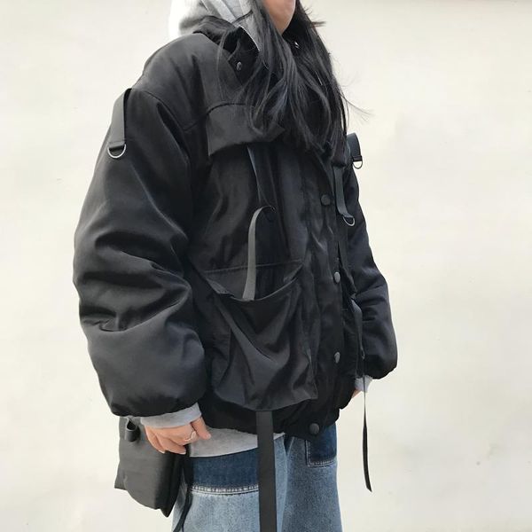 puffer cotton padded loose zipper jacket patchwork ribbon belt hip hop cargo winter warm thick windbreaker coat harajuku punk, Black
puffer cotton padded loose zipper jacket patchwork ribbon belt hip hop cargo winter warm thick windbreaker coat harajuku punk, Black