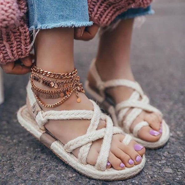sandals litthing solid ladies round toe slip-on woven rope knots beach casual roman shoes braided, Black
sandals litthing solid ladies round toe slip-on woven rope knots beach casual roman shoes braided, Black