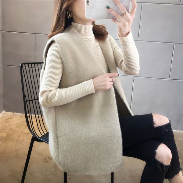 9502 real snew medium and long pure color imitation mink jacket cardigan vest 46, Black;white
9502 real snew medium and long pure color imitation mink jacket cardigan vest 46, Black;white