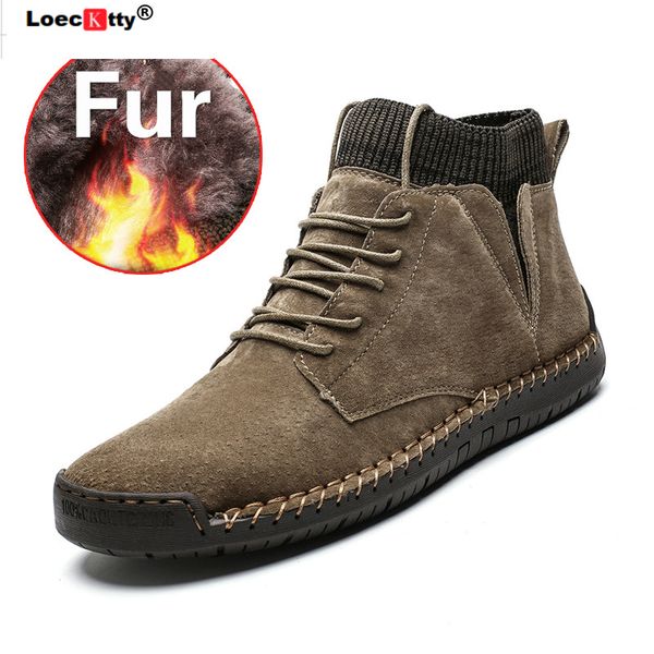 fashion ankle men shoes brown leather casual winter shoes boots with fur warm plus size men high male footwear 2020, Black
fashion ankle men shoes brown leather casual winter shoes boots with fur warm plus size men high male footwear 2020, Black