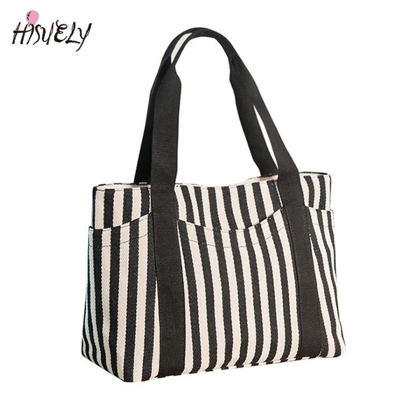 new arrival shopping bags for women lady stripes canvas bag handbag large capacity tote bag for women wholesale
