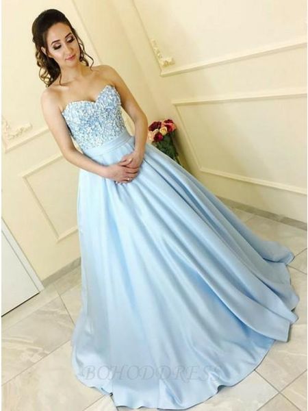 light sky blue floor length prom dresses 2020 sweetheart applique beaded stain lace up formal evening gowns party dreses vestido de fiesta, Black
light sky blue floor length prom dresses 2020 sweetheart applique beaded stain lace up formal evening gowns party dreses vestido de fiesta, Black