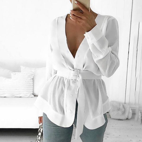 2020 new spring women with belt tunic shirt blouse long sleeve peplum casual workwear mujer blusas white shirts
2020 new spring women with belt tunic shirt blouse long sleeve peplum casual workwear mujer blusas white shirts