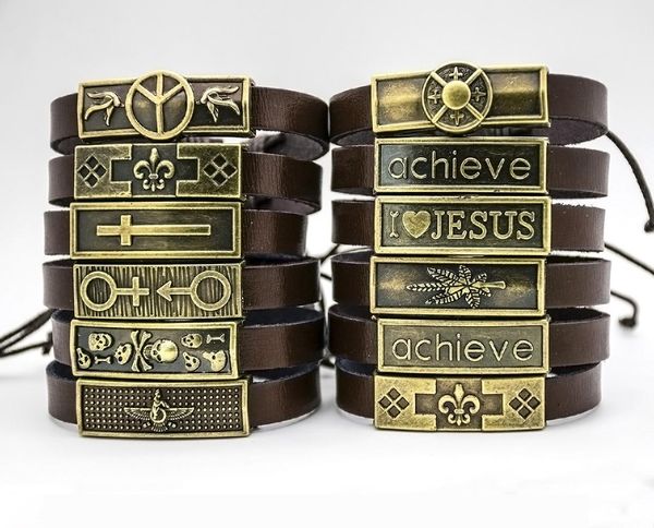 fashion charm imitation alloy cross bracelets for man i love jesus leather bracelet for men retro brand designer skull bracelet for women, Golden;silver
fashion charm imitation alloy cross bracelets for man i love jesus leather bracelet for men retro brand designer skull bracelet for women, Golden;silver