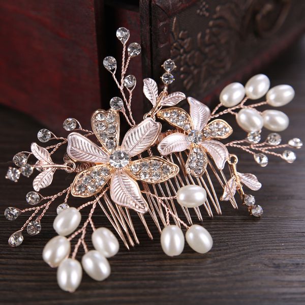 le liin bridal rose gold hair comb bride rhinestone headpiece petal pearl wedding hair accessories head jewelry decoration, Golden;white
le liin bridal rose gold hair comb bride rhinestone headpiece petal pearl wedding hair accessories head jewelry decoration, Golden;white