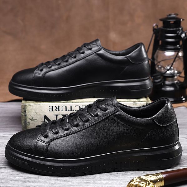 men shoes outdoor breathable comfortable genuine leather lace-up fashion male flat shoes outdoor travel walking low sneakers, Black
men shoes outdoor breathable comfortable genuine leather lace-up fashion male flat shoes outdoor travel walking low sneakers, Black