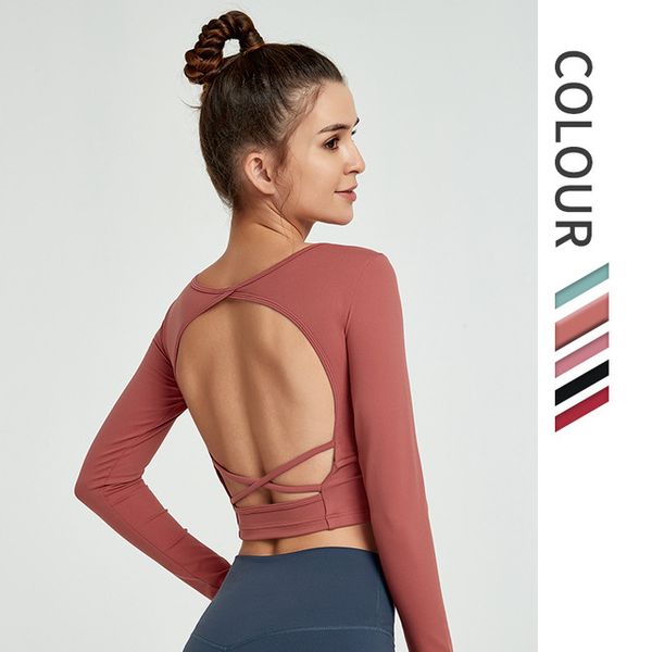 yoga outfits long sleeve paded sport backless shirt training fitness t-shirt crop running sportswear gym workout, White;red
yoga outfits long sleeve paded sport backless shirt training fitness t-shirt crop running sportswear gym workout, White;red