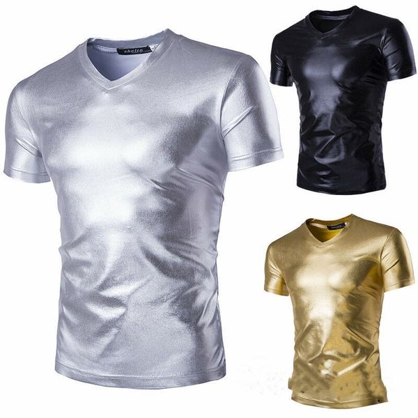2019 new style fashion men boys slim fit v neck short sleeve shining tee t-shirt solid casual, White;black
2019 new style fashion men boys slim fit v neck short sleeve shining tee t-shirt solid casual, White;black