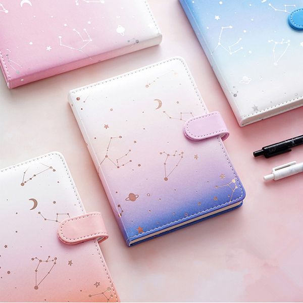Constellation Diary Notebook Gradient Pu Cover Journal Diary Notepad Kawaii Stationery Note Book Xmas Gift School Supplies