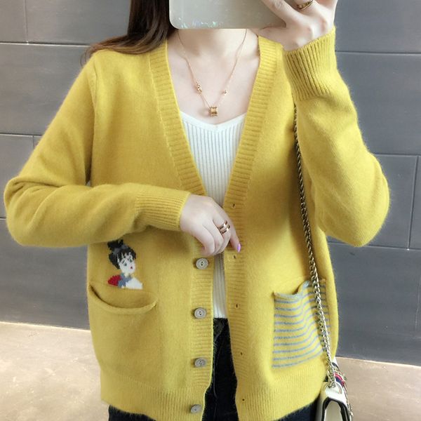 vogue fashion embroidey knitted sweater women v-neck long sleeve cardigans black sweater woman nice autumn casual mujer, White
vogue fashion embroidey knitted sweater women v-neck long sleeve cardigans black sweater woman nice autumn casual mujer, White