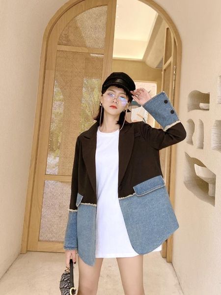 women's suits & blazers design sense korean-style stitching women coat temperament wild short blazer single button casual casaco femini, White;black
women's suits & blazers design sense korean-style stitching women coat temperament wild short blazer single button casual casaco femini, White;black