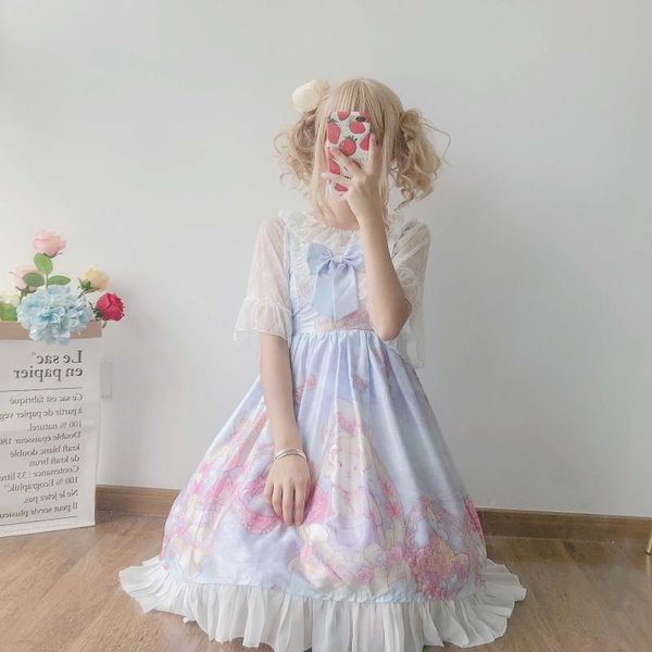 japanese summer kawaii mori girls jks dress soft cute bow cartoon little bear tutu dresses sweet ruffled lolita suspenders dress, Black;gray
japanese summer kawaii mori girls jks dress soft cute bow cartoon little bear tutu dresses sweet ruffled lolita suspenders dress, Black;gray