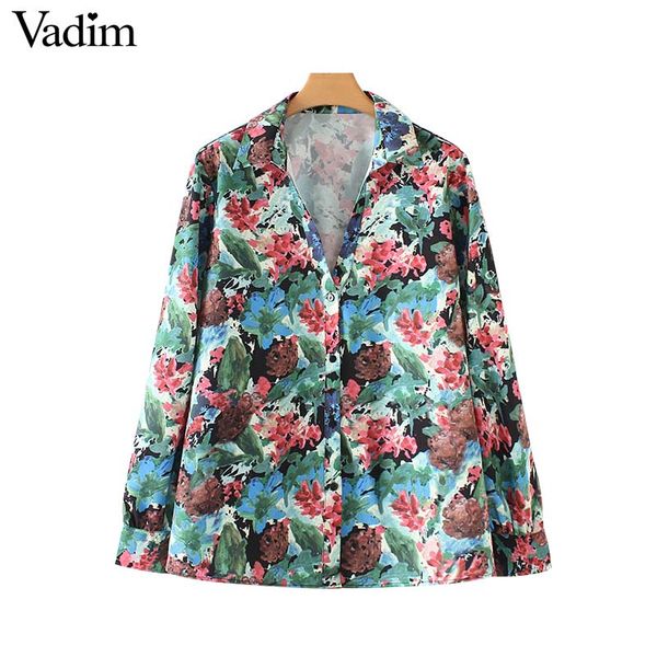 vadim women floral print loose blouse long sleeve turn down collar split vintage female casual shirt beach blusas la895, White
vadim women floral print loose blouse long sleeve turn down collar split vintage female casual shirt beach blusas la895, White