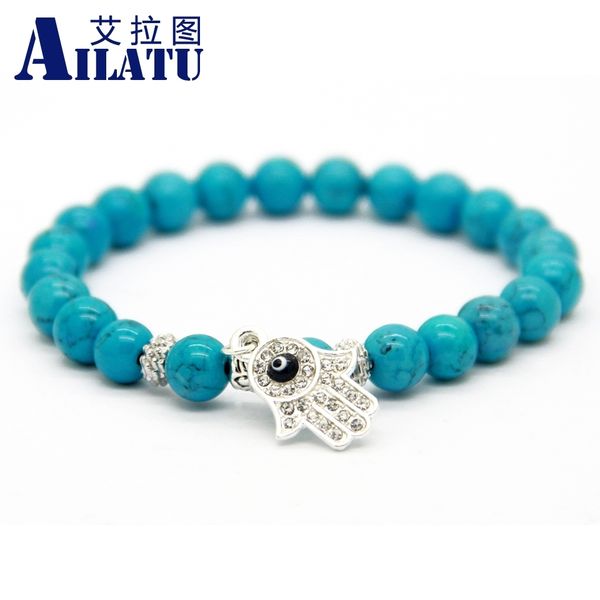 ailatu fashion 8mm simulated stone beads crystal fatima hand hamsa charm bracelet ethic jewelry, Golden;silver
ailatu fashion 8mm simulated stone beads crystal fatima hand hamsa charm bracelet ethic jewelry, Golden;silver