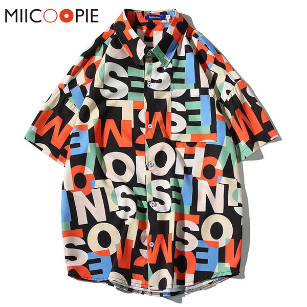 brand summer oversize shirt men fashion letter print short sleeved camisas de colores plus size casual mens hawaiian shirts, White;black
brand summer oversize shirt men fashion letter print short sleeved camisas de colores plus size casual mens hawaiian shirts, White;black