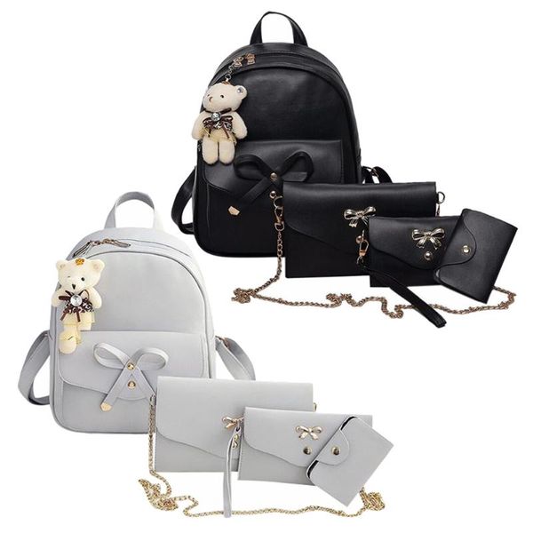 4pcs preppy chic women leather backpack bowknot backpack set pu shoulder bag clutch bag chic school bags set mochilas escolar
4pcs preppy chic women leather backpack bowknot backpack set pu shoulder bag clutch bag chic school bags set mochilas escolar
