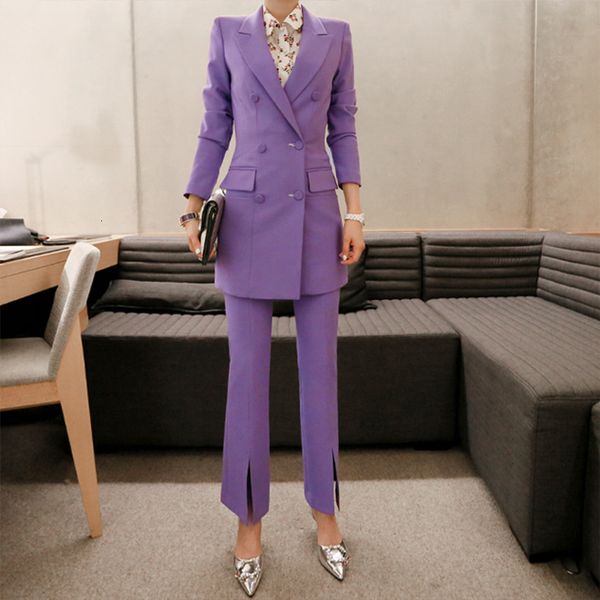 women's pants suits business long suits blazer jacket double breasted female office lady formal pant purple 2 piece set, White;black
women's pants suits business long suits blazer jacket double breasted female office lady formal pant purple 2 piece set, White;black